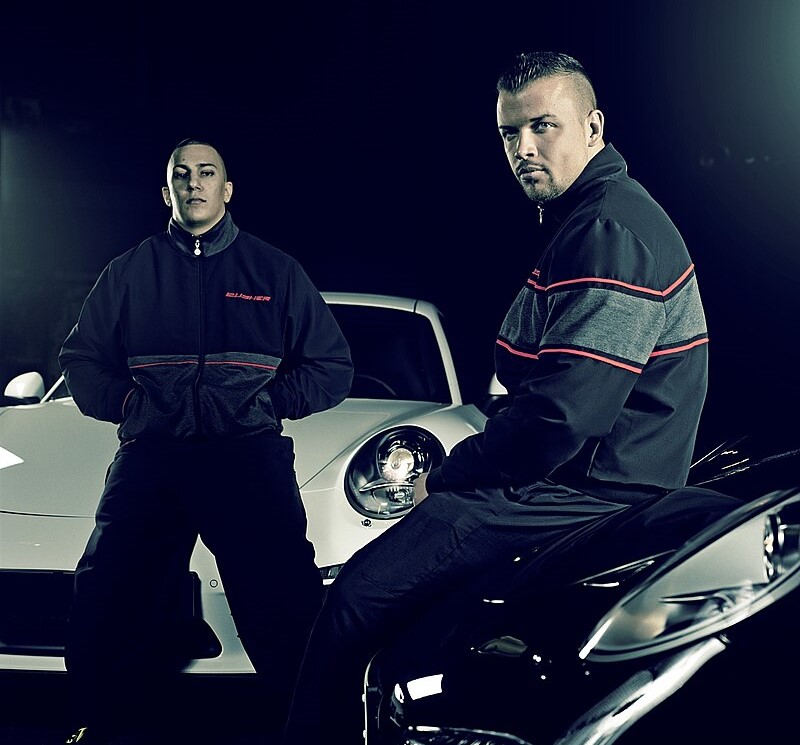 Die Rapper Farid Bang (links) und Kollegah (rechts)